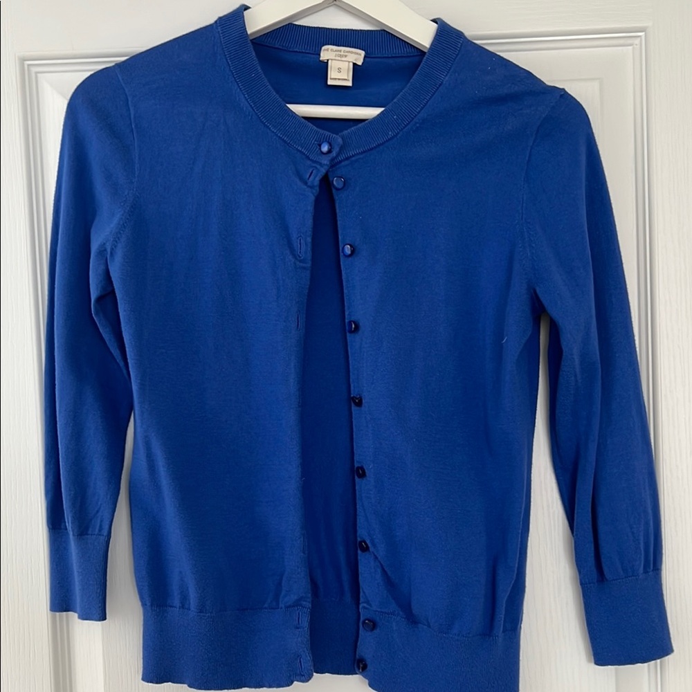 J. Crew Blue Cardigan with Crew Neck and Long Sleeves
